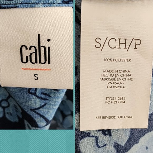 Cabi Blue Floral Printed Drawstring Waist Dress - Picture 5 of 5